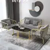 Sofá de hierro dorado de lujo simple moderno tienda de ropa de sofá silla de sofá individual de moda en internet combinación de sofá y mesa de café para sala de estar