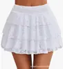 Falda de Encaje de Verano para Mujer, Falda Corta Abullonada Multicapa con Volantes, Falda de Línea A Estilo Ballet Adelgazante