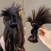 Peluca de cola de caballo con cola de caballo, de cristal, estilo sirena, con clip para plumero de pollo, para mujer, muy popular en línea, con bolsa de pelo natural y esponjoso.