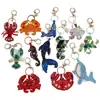 Animales Marinos Cangrejos, Camarones y Peces Pegatinas de Tela con Cuentas de Cristal Colgantes para Bolsos DIY Accesorios para Ropa Accesorios para Llaveros