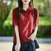 2025 Novo Tricô de Viscose com Capuz de Manga Três Quartos Feminino Cor Lisa Botão Pulôver Camisa Básica Solta
