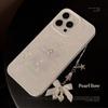 Pérola Tridimensional Adequada para Capa de Celular Apple 17 iPhone 16 Pingente de Laço 15 Pro Max Elegante 11 Capa