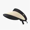 Sombrero Visera de Tela Fina para Verano 2026 para Mujer, Sombrero de Sol Negro de Ala Ancha con Protección UV, Sombrero de Sol Transpirable de Paja para Salidas