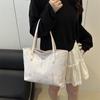 Bolsa de Tote Grande para Estudiantes de Clase para Mujeres 2025 Nuevo Estilo Bolso de Hombro Único para Debajo del Brazo Bloqueo de Color Bolsa de Tote Casual para Viajes