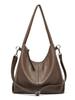 Bolso de Hombro Vintage de Gran Capacidad para Viajes Diarios Bolso de Hombro Casual de Color Sólido de Moda Bolso Tote de Cuero Genuino para Viajes Diarios