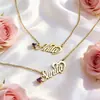 Collar con Inicial de Piedra de Nacimiento Personalizado DIY Patrón de Nombre en Inglés Colgante de Pareja Corazón Acero de Titanio Collar que No se Desvanece