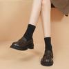Zapatos de cuero pequeños estilo británico retro con suela gruesa y tacón grueso para mujer, mocasines casuales combinables para invierno 2024