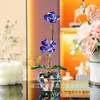Enfeites de Flor Rosa de Cristal, Decorações Criativas para Casa, Mesa de Sala de Estar, Estilo de Luxo Leve, Artesanato em Vidro de Flor Colorida de Sete Cabeças