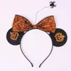 Accesorios para el Cabello de Halloween Transfronterizos Diadema Calabaza Murciélago Araña Sombrero de Mago Diadema de Malla Puesto del Mercado Nocturno Diadema Luminosa