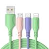 Cabo de dados de carregamento rápido para celular de silicone líquido um para três é adequado para Apple Android Huawei três em um venda direta da fábrica
