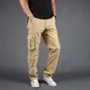 Pantalones Casuales Transfronterizos para Hombre Primavera Nuevo Algodón Puro Talla Grande Monos Holgados Deportivos Rectos Exteriores Pantalones de Múltiples Bolsillos