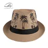Sombrero de Playa de Protección Solar de Verano para Mujer, Sombrero Jazz con Estampado de Palmera, Sombrero de Paja Transpirable para Hombre