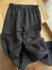 ¡Recomendación de nivel CHAO! Pantalones de lino Tencel negros estilo old money de pierna ancha para mujer, verano, cintura alta, caída, pantalones rectos frescos