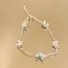 Pulsera de Perlas Mariposa Azul Menta para Mujer, Moderna, de Alta Gama, Joyería de Mano Dulce y Exquisita, Accesorios Pequeños Frescos y Versátiles de Verano