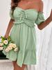 Vestido Sexy de Verano para Mujer de Amazon, Estilo Europeo y Americano de Comercio Exterior, Diseño de Chica Caliente con Sentido de la Moda, Trece Líneas, Un Hombro
