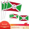 Em estoque para exportação 14 x 21 20 x 28cm Bandeira do Burundi acenada à mão Não. 7 Não. 8 bandeira nacional bandeira de poliéster com mastro