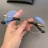Monturas de Gafas Perforadas Sin Marco, Estilo Retro Redondo para Hombres y Mujeres, Adecuadas para Lentes Graduados