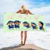 Toalha de banho de secagem rápida infantil de grandes dimensões Giz de cera Pequena nova toalha de praia Microfibra Velo de dupla face Toalha de praia com impressão digital