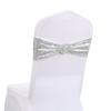 Fábrica por atacado direto lantejoulas alça hotel casamento elástico cadeira decorativa para trás flor diamante fivela alça cadeira kit de tampa