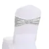Alças com Lantejoulas Transfronteiriças Decoração de Casamento de Hotel Capa de Cadeira de Poliéster Flor na Costas da Cadeira Alças Elásticas Sem Laço Atacado