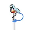 Serie Creativa de Flamencos de Dibujos Animados Tapa de Popote de Goma Suave de PVC Tapón a Prueba de Polvo 10 mm Decoración de Popote Personalizada DIY en Stock