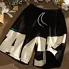 Shorts Casuais de Verão Masculino Moda Ins Marca Estilo Americano Costura Simples Calças de Comprimento Médio Retas Soltas Perna Larga Meio Comprimento Calças Esportivas