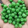 Jadeíta Jade Calabaza Verde Seca Cuentas Redondas Jade Cuentas Sueltas Esmeralda Calabaza de la Fortuna Pulsera Collar Accesorios de Joyería Cuentas