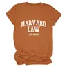 Amazon Ebay Sitio Independiente Cómoda Casual Mujer Harvard Law Solo Cuello Redondo Manga Corta Camiseta Venta al por Mayor