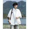 Camisa de Manga Corta con Textura Seersucker Encogida por Sal 8XL-M Chaqueta de Seda de Hielo de Verano Camisa Fresca para Hombre