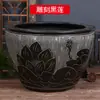Tanque grande de porcelana azul e branca de Jingdezhen para pátio, tanque para peixes dourados, vaso de lótus, vaso de lírio d'água, tanque para tartarugas, tanque para tartarugas de hotel