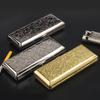 Pitillera Fina de Doble Pistola 14 Piezas Patrón de Hierba Tang Extra Larga Hombres y Mujeres Cigarrillo Fino Portátil Metal Compacto Clip para Cigarrillos Caja de Almacenamiento
