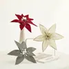 Decoraciones Navideñas 25cm Flor de Navidad Blanca Retro Artificial Falsa Hecha a Mano Flor de Tela Arreglo Florero Accesorios