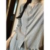 Fábrica de Origen Conjunto de Ropa de Casa Desgastable para Niña con Cuello Redondo, Manga Larga, Pantalón Largo acanalado de Seda Helada para Primavera, Otoño e Invierno, Cárdigan con Lazo