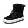 Botas de nieve cortas y gruesas para mujer, de piel auténtica, informales, cómodas, resistentes al desgaste, de moda, de color sólido natural, con forro polar, para otoño e invierno de 2023