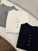 Estilo Old Money Casual Cuello Polo Color Sólido Texturizado Lino Slub Cuello Pico Pequeño Top de Punto para Mujer 26 Verano Nuevo Modelo en Stock