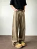 Pantalones rectos de otoño nuevos lavados de talla grande para hombre, pantalones casuales de pierna ancha estilo americano, pantalones de trabajo para hombre, holgados y con caída