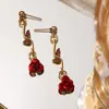 Pulseira Vintage Estilo Francês Flor Rosa para Mulheres Europeias e Americanas Ins Personalidade Elegante Colar de Rosa Vermelha Pulseira da Moda