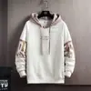 Suéter con capucha para hombre, jersey holgado con estampado de letras, chaqueta de manga larga con forro polar, estilo coreano, informal y de moda, para otoño e invierno.
