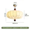 Lustre vintage Nanyang estilo francês, luminária redonda para quarto, luminária de tecido estampada criativa estilo retrô americano para escritório e sala de estar