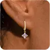 Amazon Moda Aretes de Zirconia Cobre Diciembre Cumpleaños Trébol para Mujer Clips Versátiles Directo del Fabricante