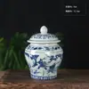 Frasco de té azul y blanco frasco de calabaza frasco de cerámica china frasco de almacenamiento de té frasco de almacenamiento de té a prueba de humedad ceremonia del té té a granel frasco sellado