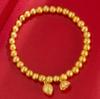 Pulseira dourada com areia para mulheres, contas da sorte de lótus ancestral, presente de luxo leve e moderno