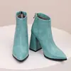 Botas de cuero de punta fina de corte bajo versátiles para otoño e invierno con suelas de goma, antideslizantes, cremallera trasera, botas para mujer de talla grande transfronterizas, botines Martin versátiles para mujer