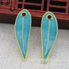 Accesorios de Joyería Goteo de Aceite Imitación Jade Azul Quemado Hecho a Mano DIY Cobre con Conservación de Color 31*10mm Estilo Antiguo Material B3386