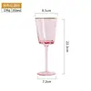 Copa Triangular de Vidrio Martillado con Borde Dorado de Lujo Nórdico, Copa de Vino de Cristal de Alta Estética, Copa de Champaña, Vaso de Agua, Copa Decorativa