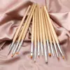 Kit de Canetas e Pincéis para Nail Art, Ferramentas de Nail Art com Cabo Único de Madeira, Canetas para Pintura e Desenho de Linhas, Ponta Redonda, Ponta Plana, Canetas de Gel UV