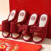 Pantufas de casamento para recém-casados, casal, linho, noiva e noivo, acompanhando, par festivo vermelho, verão, luz, luxo, alta qualidade, senso