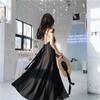 Vestido de Tirantes de Verano Nuevo Falda sin Espalda con Lazo Vacaciones Corte en la Cintura Look Adelgazante Falda Larga para Mujer