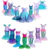 Vestido Infantil de Sereia para Halloween Estilo Europeu e Americano Roupas Infantis Vestido de Princesa Sereia Vestido da Ariel para Meninas