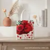 Bolsa Tote de Tecido Não Tecido com Flor de Rosa Pintada para Presente de Feriado Bolsa para Lanches Bolsa de Presente Bolsa para Doces de Halloween